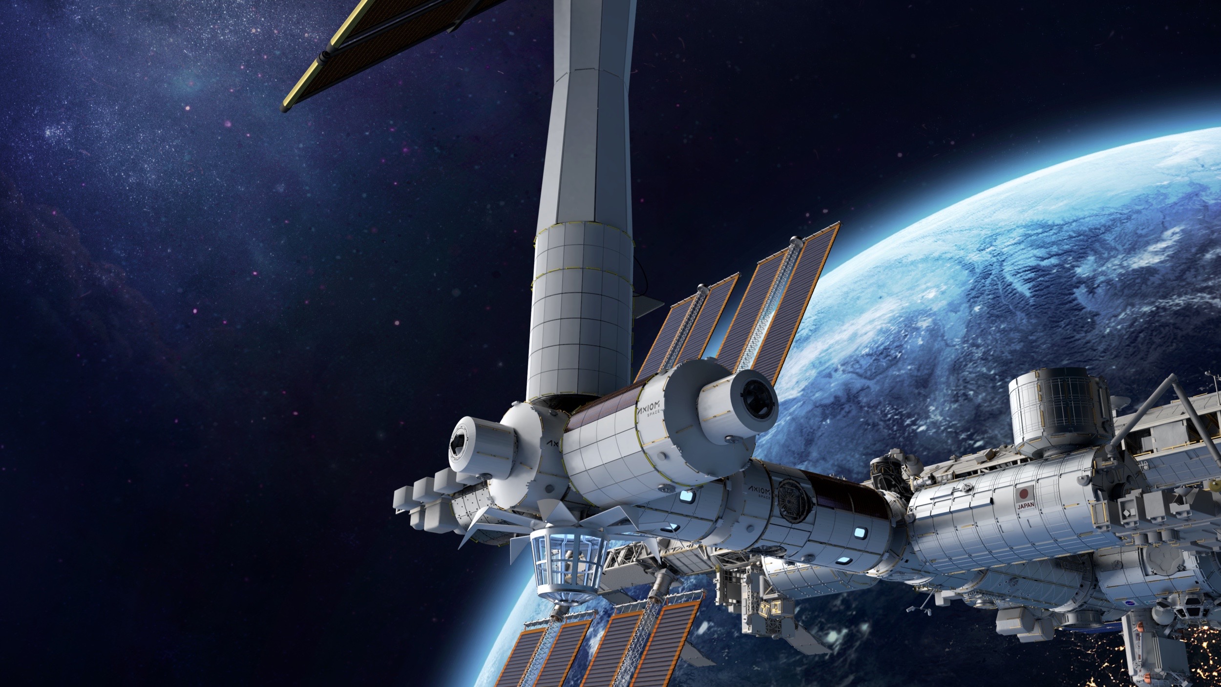 Eine künstlerische Illustration der Raumstation, die das in Houston ansässige Unternehmen Axiom Space im Erdorbit bauen will.