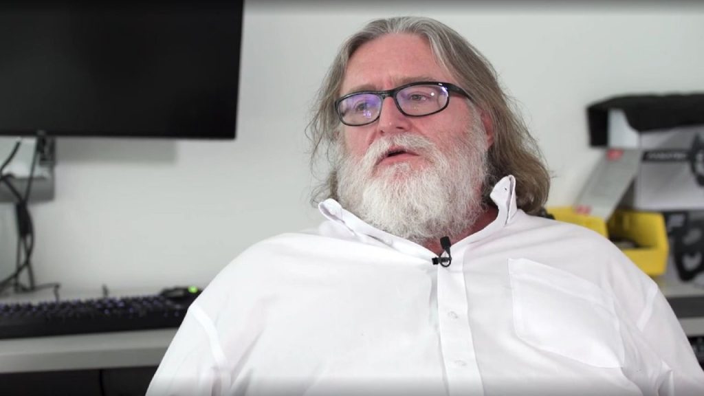 Hier ist Gabe Newell, der die signierten Dampfböden in Seattle liefert