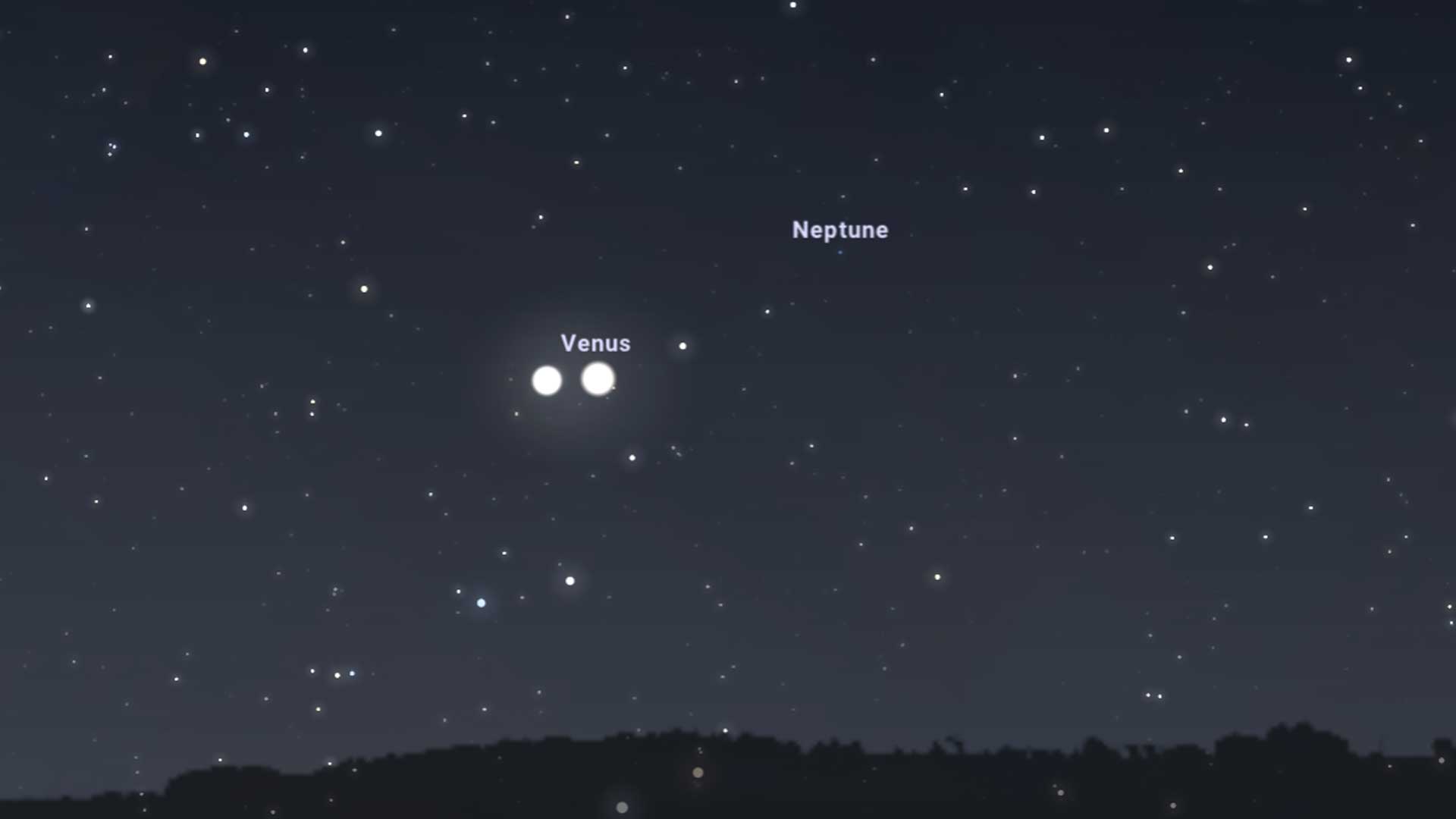 Venus ist in einem Stellarium-Screenshot nahe bei Jupiter