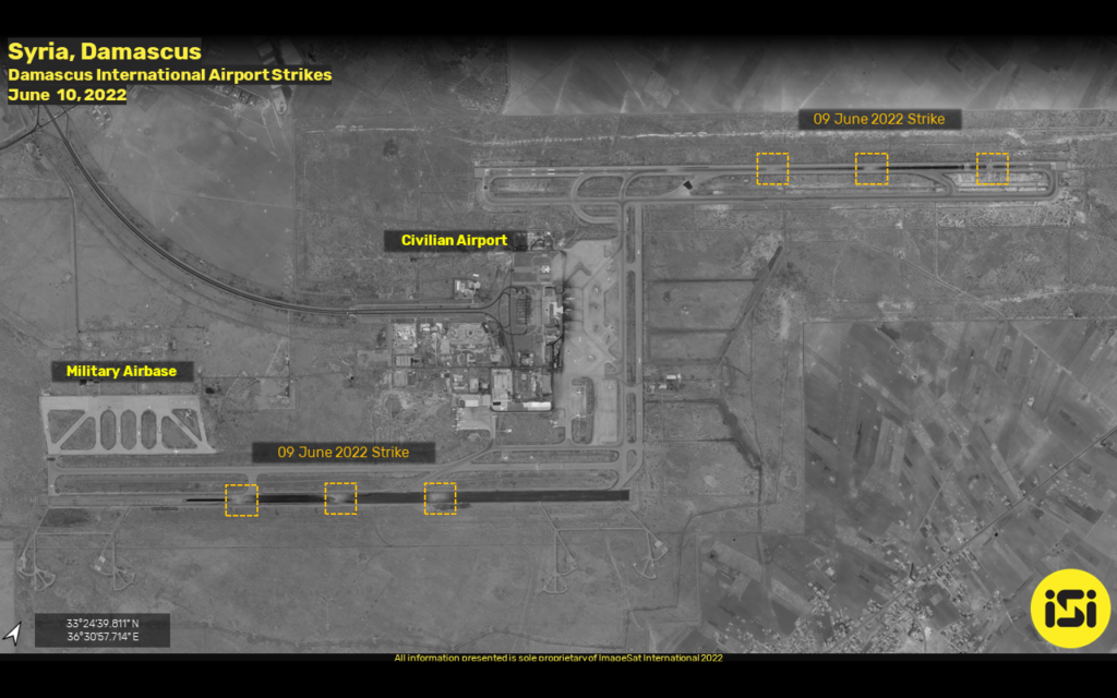 Russland greift Israel an, wie Satellitenbilder den "behinderten" Flughafen von Damaskus nach dem Überfall zeigen
