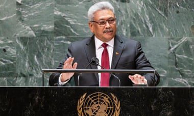 Gotabaya Rajapaksa spricht 2021 vor der Generalversammlung der Vereinten Nationen in New York.