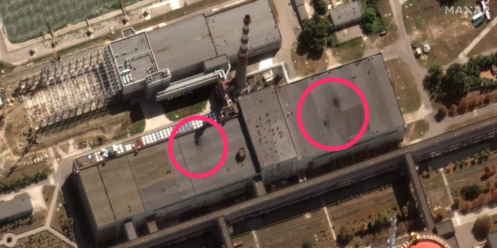 Satellitenbilder zeigen Schäden am Gebäude des ukrainischen Atomkraftwerks