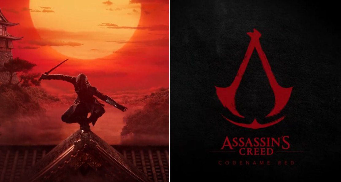 Assassin's Creed: Codename Red, das Logo und das Titelbild zeigen einen der Killer des Spiels in einer Ninja-Pose vor dem Sonnenuntergang.