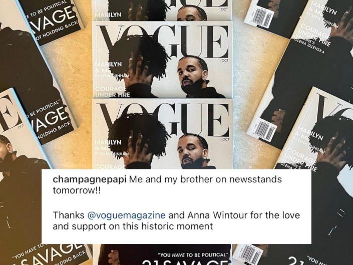 Vogue-Magazine mit Rapper Drake und 21 Savage