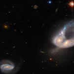 Dieses Bild des Hubble-Weltraumteleskops zeigt verschmelzende Galaxien in 671 Millionen Lichtjahren Entfernung