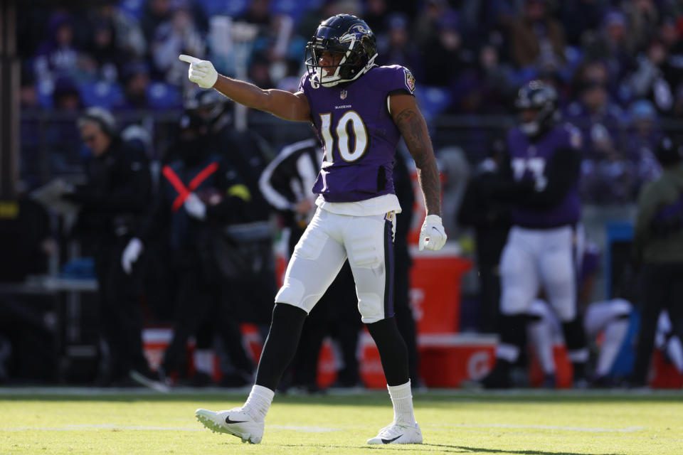 Demarcus Robinson #10 der Baltimore Ravens hat wenig Fantasy-Wert